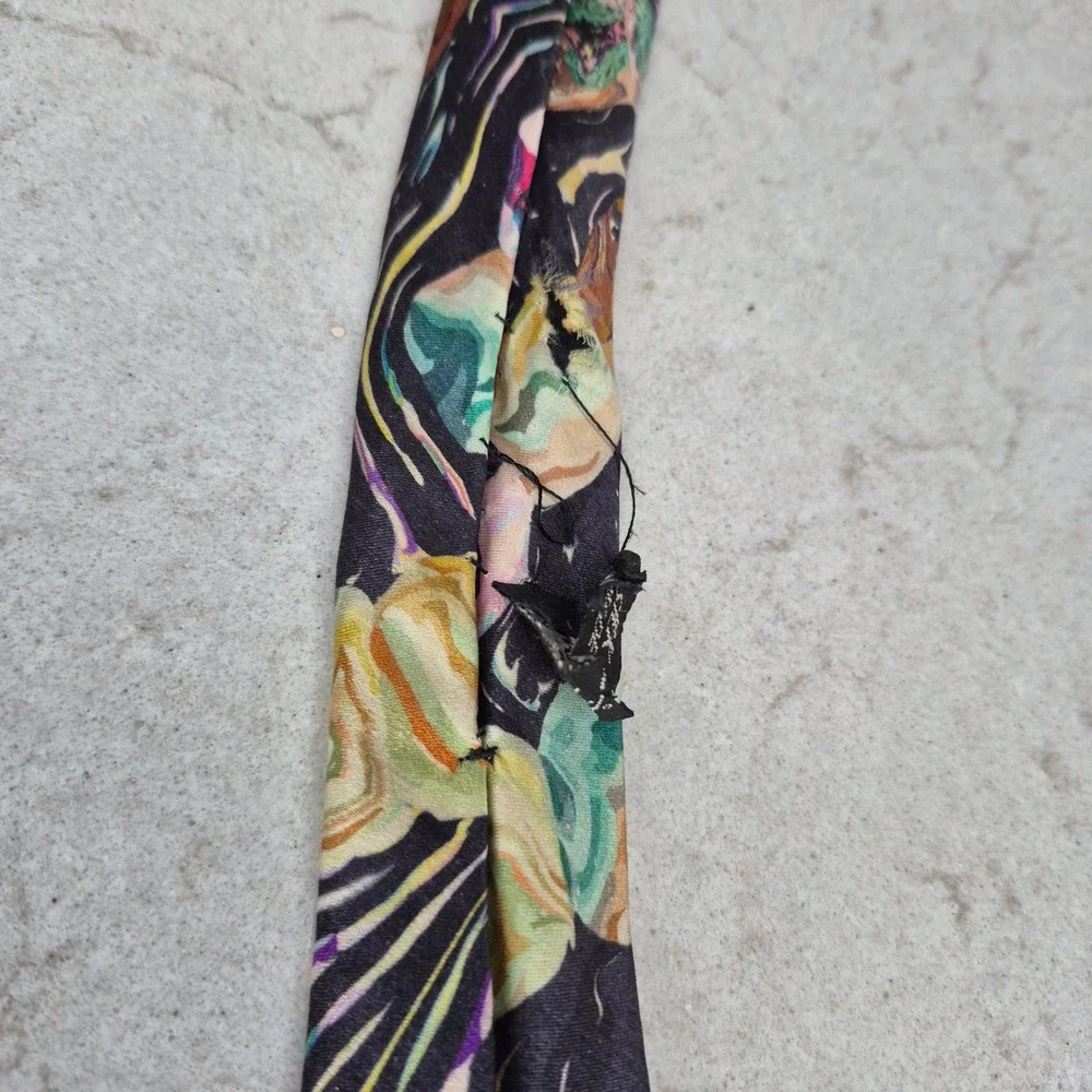 Brioni‎ Necktie Abstract Psychedelic Marbled Silk Multicolor Mens